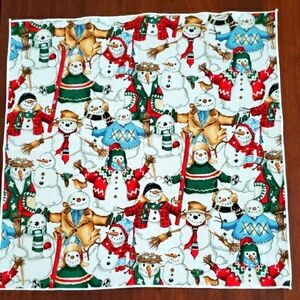 4 Festive Snowman Patterned Cotton Napkins